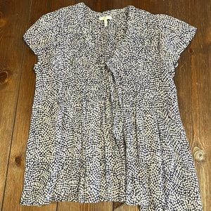 Joie Navy and White Silk Blouse